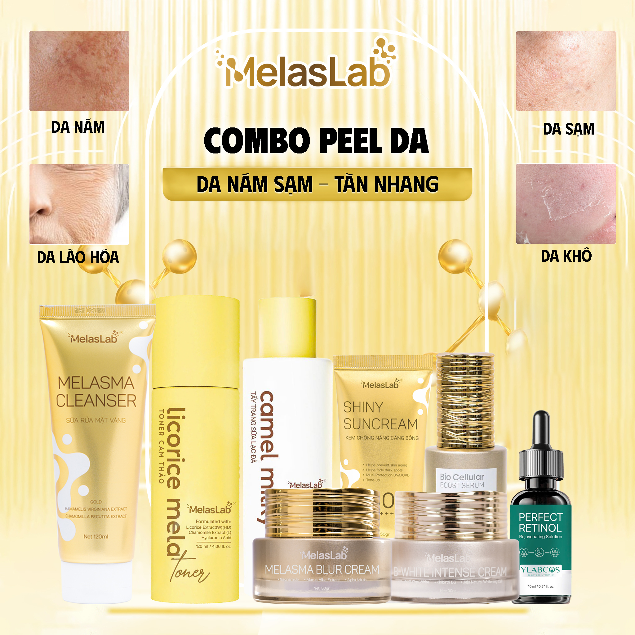 Combo Peel Da MelasLab - Dành Cho Da Nám Sạm, Tàn Nhang